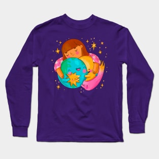 Hug Day Hand Drawn Solar System Long Sleeve T-Shirt